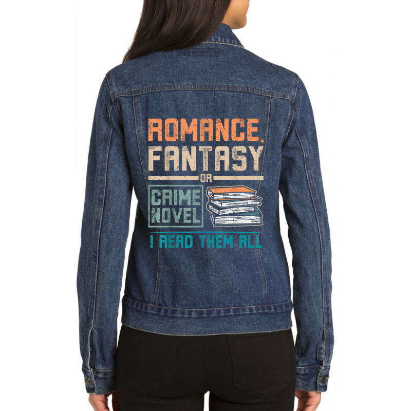 Romance Fantasy Or Crime Novel Reading Ladies Denim Jacket by BraylonDesign | Artistshot