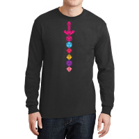 Nerdy Synthwave Polyhedral Dice Set Sword Long Sleeve T Shirt Long Sleeve Shirts | Artistshot