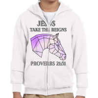 Cute Jesus Take The Reins Stained Glass Horse T Shirt Youth Zipper Hoodie | Artistshot