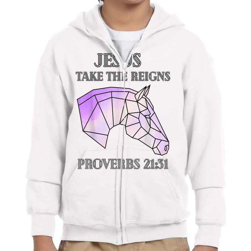 Cute Jesus Take The Reins Stained Glass Horse T Shirt Youth Zipper Hoodie | Artistshot