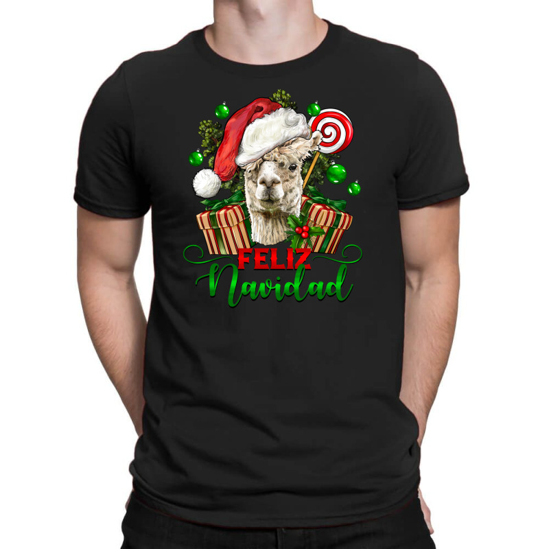 Feliz Navidad Alpaca Head T-shirt | Artistshot