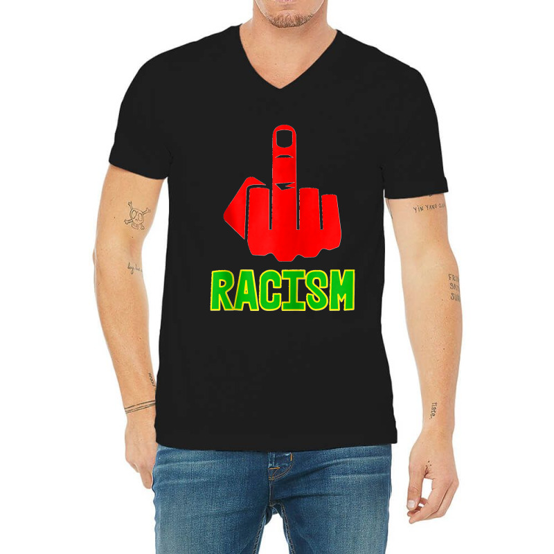 Fck Racism Middle Finger (black Green Yellow) Zip Hoodie V-neck Tee | Artistshot