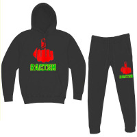 Fck Racism Middle Finger (black Green Yellow) Zip Hoodie Hoodie & Jogger Set | Artistshot