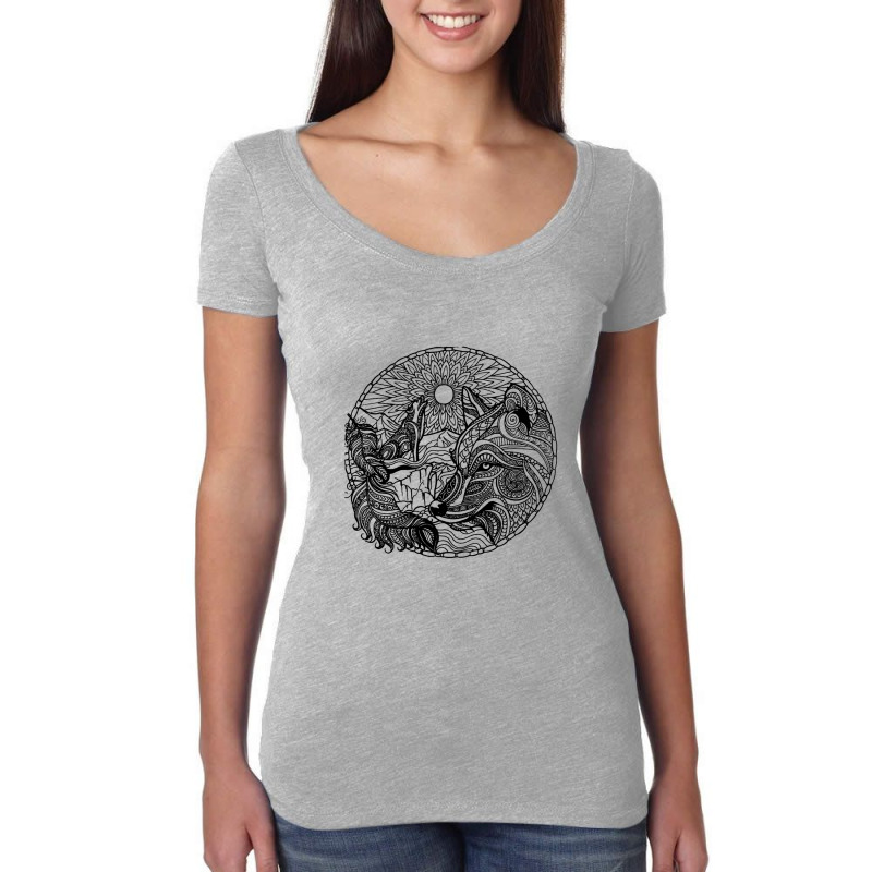 Adult Wolf Coloring Pages Wolf Sun Women's Triblend Scoop T-shirt by JaniceFRoark | Artistshot