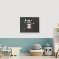 Cute Retro 90s Japanese Kawaii Ramen Samurai Cat Landscape Canvas Print | Artistshot