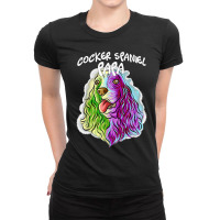 Colorful Portrait Cocker Spaniel Dog Dad Papa Father's Day Ladies Fitted T-shirt | Artistshot