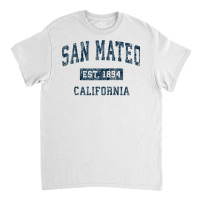 San Mateo California Ca Vintage Sports Design Navy Print Raglan Baseba Classic T-shirt | Artistshot