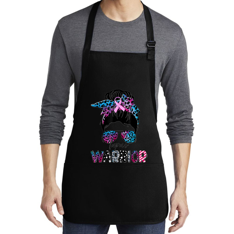 7.lupus Warrior Women Glasses Messy Bun Leopard Bandana Medium-length Apron | Artistshot