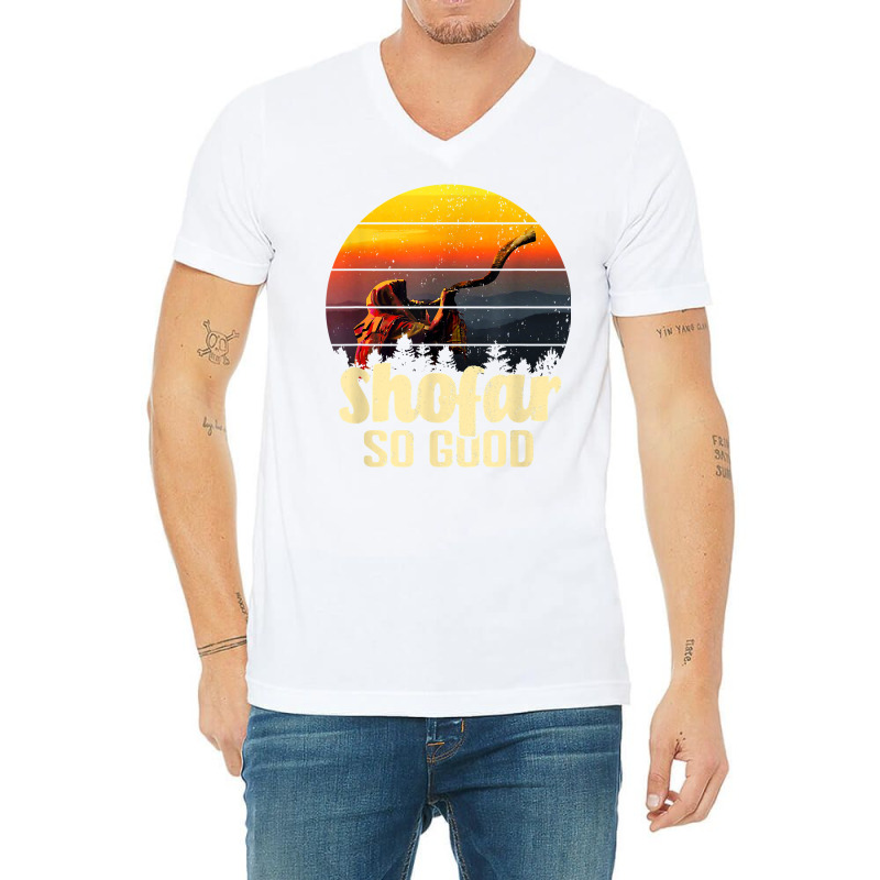 Shofar So Good Vintage Sunset Funny Rosh Hashanah T Shirt V-neck Tee | Artistshot