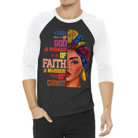 75.a Child Of God, A Warrior Of Christ, Black Girl Juneteenth 3/4 Sleeve Shirt | Artistshot