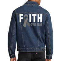 Faith God Fear Brain Tumor Awareness Brain Cancer Warrior T Shirt Men Denim Jacket | Artistshot