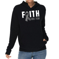 Faith God Fear Brain Tumor Awareness Brain Cancer Warrior T Shirt Lightweight Hoodie | Artistshot