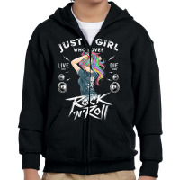 Girls Rock And Roll Music Graphic Novelty Tee & Cool Designs T Shirt Youth Zipper Hoodie | Artistshot