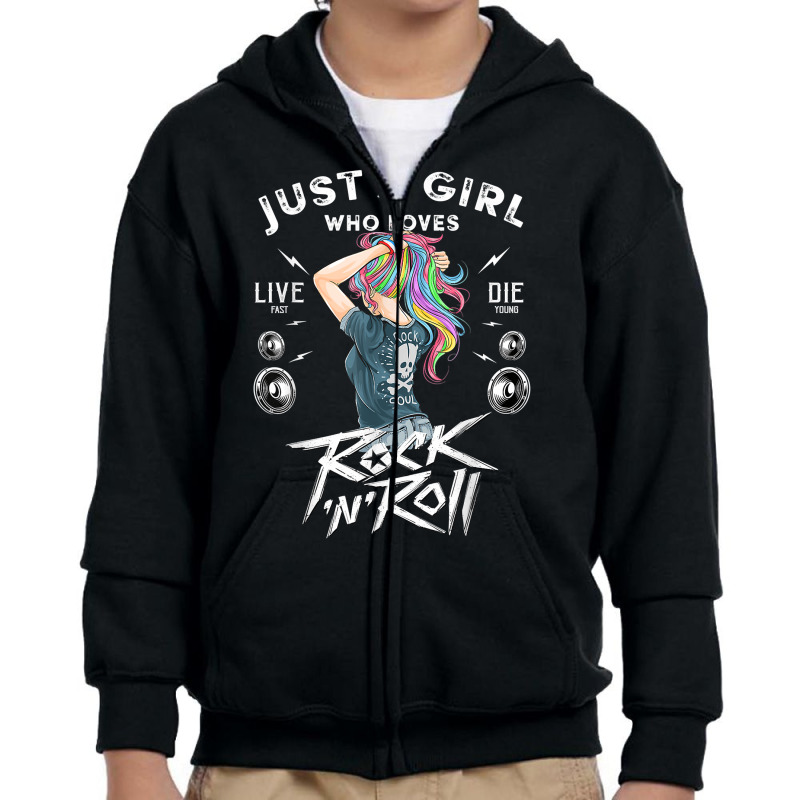 Girls Rock And Roll Music Graphic Novelty Tee & Cool Designs T Shirt Youth Zipper Hoodie by cm-arts | Artistshot