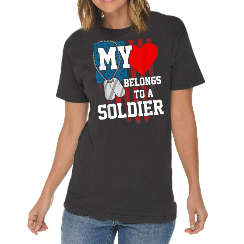 My Heart Belongs To A Soldier Shirt Us Military Soldier T Shirt Vintage T-shirt | Artistshot