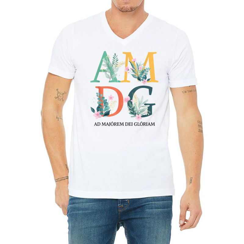 Amdg Ad Majorem Dei Gloriam Latin Catholic Mom Mother’s Day T Shirt V-neck Tee | Artistshot