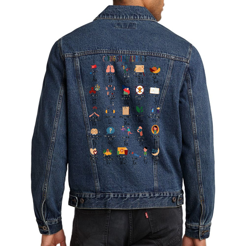 Coping Skills Alphabet Abc Calm Down Alphabet Kids Teens Long Sleeve T Men Denim Jacket | Artistshot