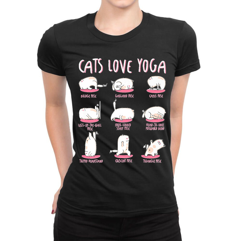 Funny Cats Love Different Yoga Positions Yoga Cat Premium Ladies Fitted T-Shirt by STACYSCHUDEL | Artistshot