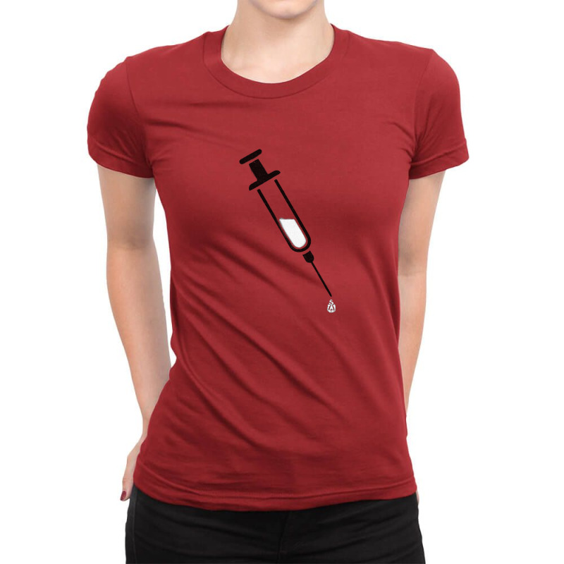 The Vaccine   Stay Home Stay Safe Ladies Fitted T-Shirt by loomcnultys | Artistshot