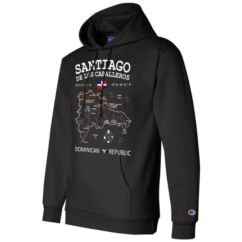 Santiago De Los Caballeros Dominican Republic Map Flag T Shirt Champion Hoodie by cm-arts | Artistshot