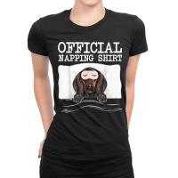 Funny Official Napping Sleeping Black And Tan Coonhound Ladies Fitted T-shirt | Artistshot