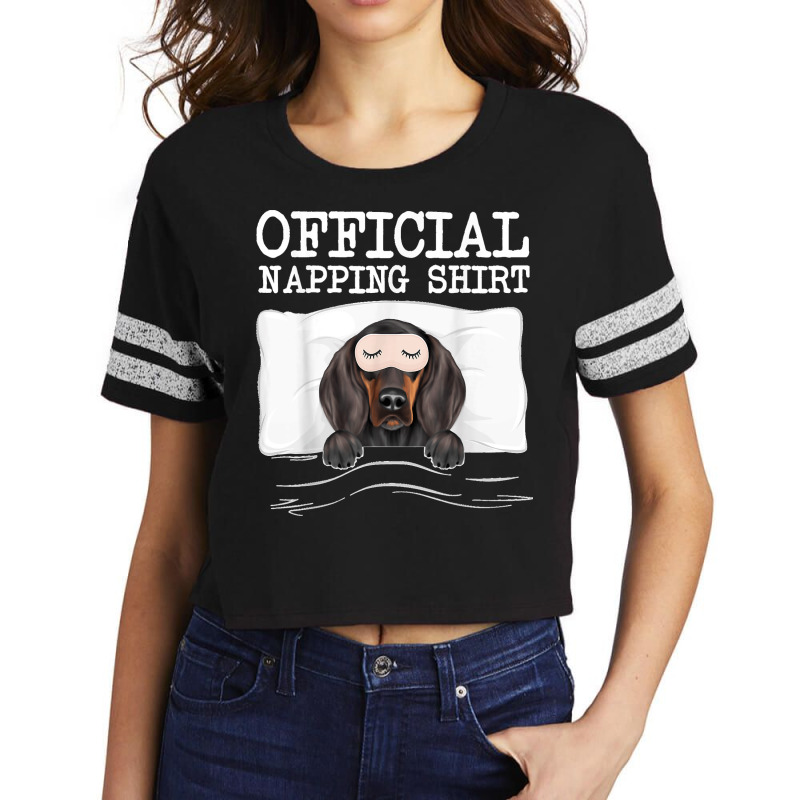 Funny Official Napping Sleeping Black And Tan Coonhound Scorecard Crop Tee by STACYSCHUDEL | Artistshot