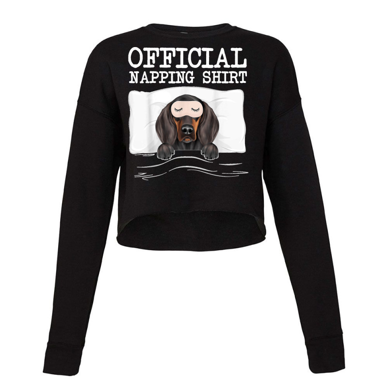 Funny Official Napping Sleeping Black And Tan Coonhound Cropped Sweater by STACYSCHUDEL | Artistshot