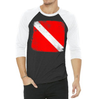 Scuba Dive Flag Divemasters Instructors Rescue Divers Raglan Baseball 3/4 Sleeve Shirt | Artistshot