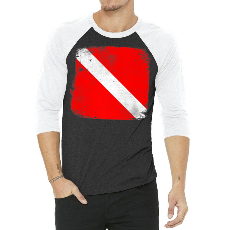 Scuba Dive Flag Divemasters Instructors Rescue Divers Raglan Baseball 3/4 Sleeve Shirt | Artistshot