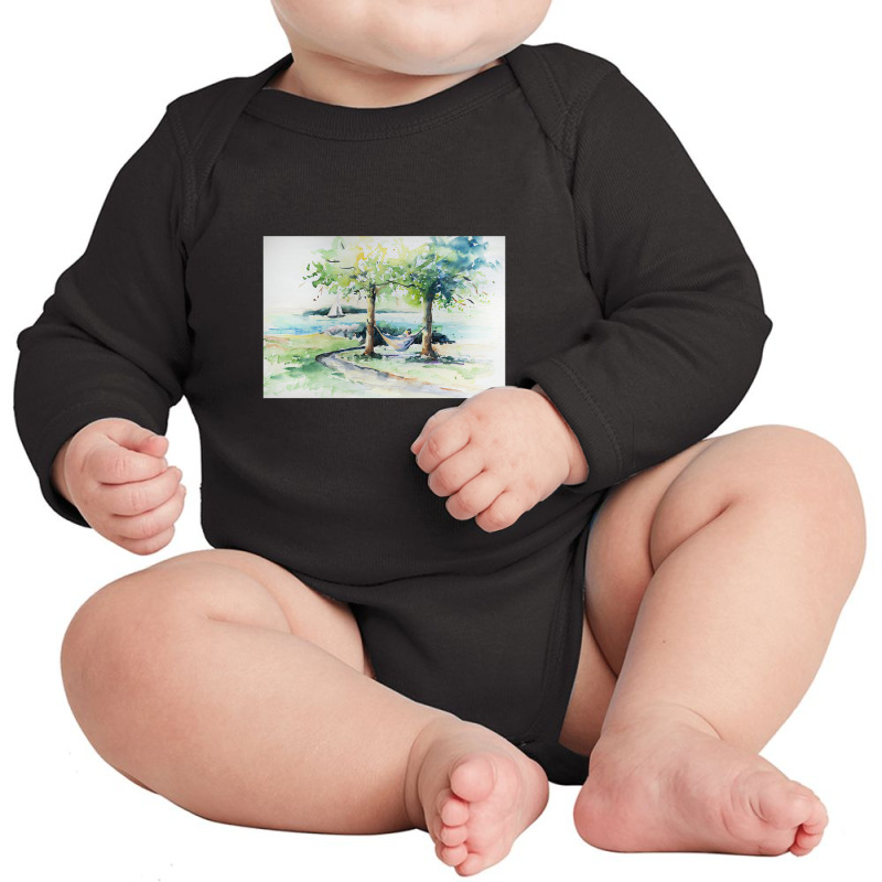 Hammock In The Park Long Sleeve Baby Bodysuit by gloomychuu | Artistshot