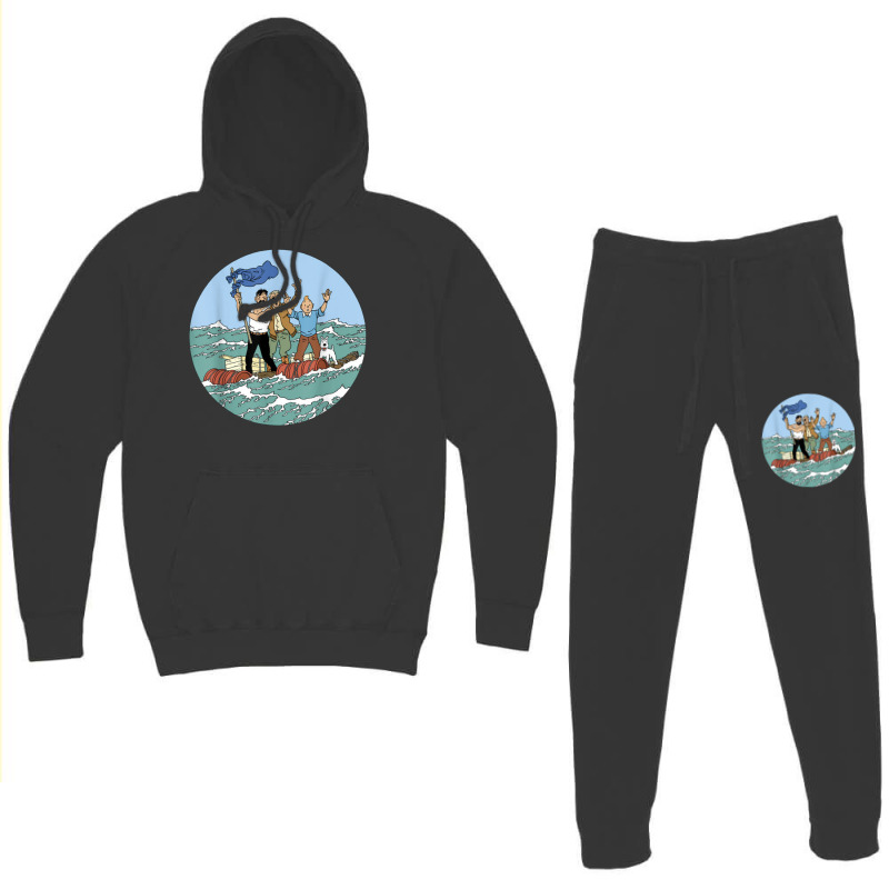 Tin Tin Sea Adventure With Captain Haddock T Shirt Hoodie & Jogger Set | Artistshot