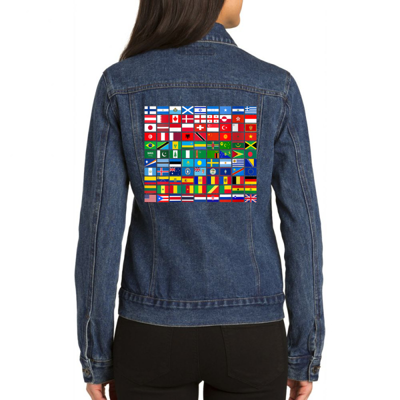 Womens Flag Of 99 Countries Of The World By Color Combination V Neck T Ladies Denim Jacket by cm-arts | Artistshot