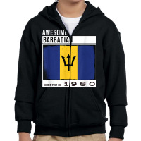 Awesome Barbadian Since 1980   Barbadian 42nd Birthday T Shirt Youth Zipper Hoodie | Artistshot