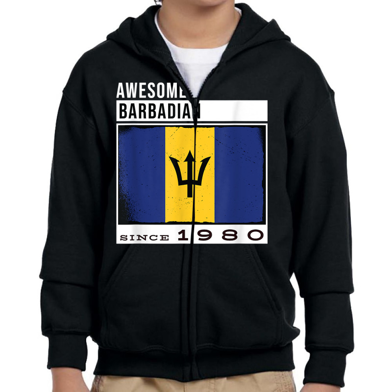 Awesome Barbadian Since 1980   Barbadian 42nd Birthday T Shirt Youth Zipper Hoodie by dubrayhecallezhd | Artistshot