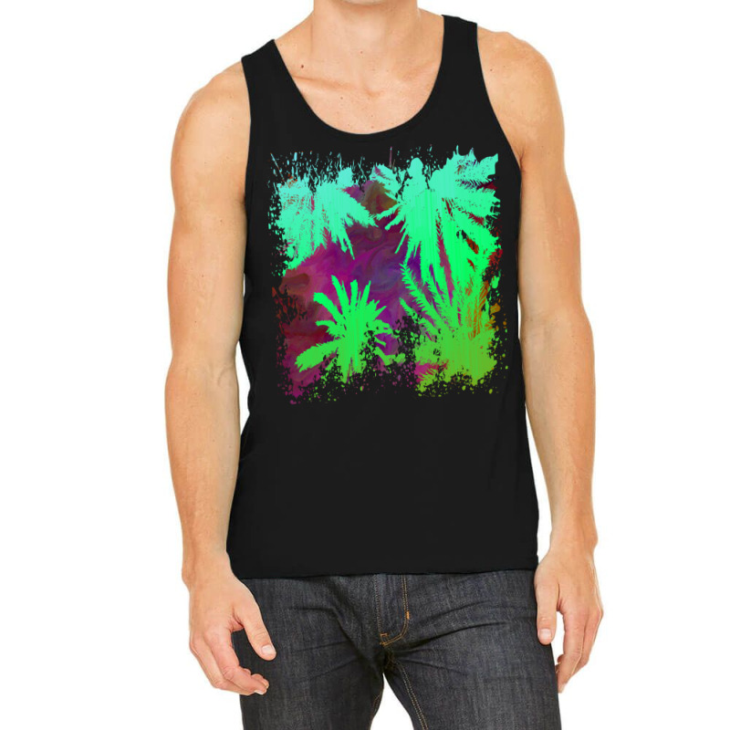 Palm Trees Art T  Shirt Palm Tree Silhouette Stormy Sky Abstract Backg Tank Top by otherswomen | Artistshot