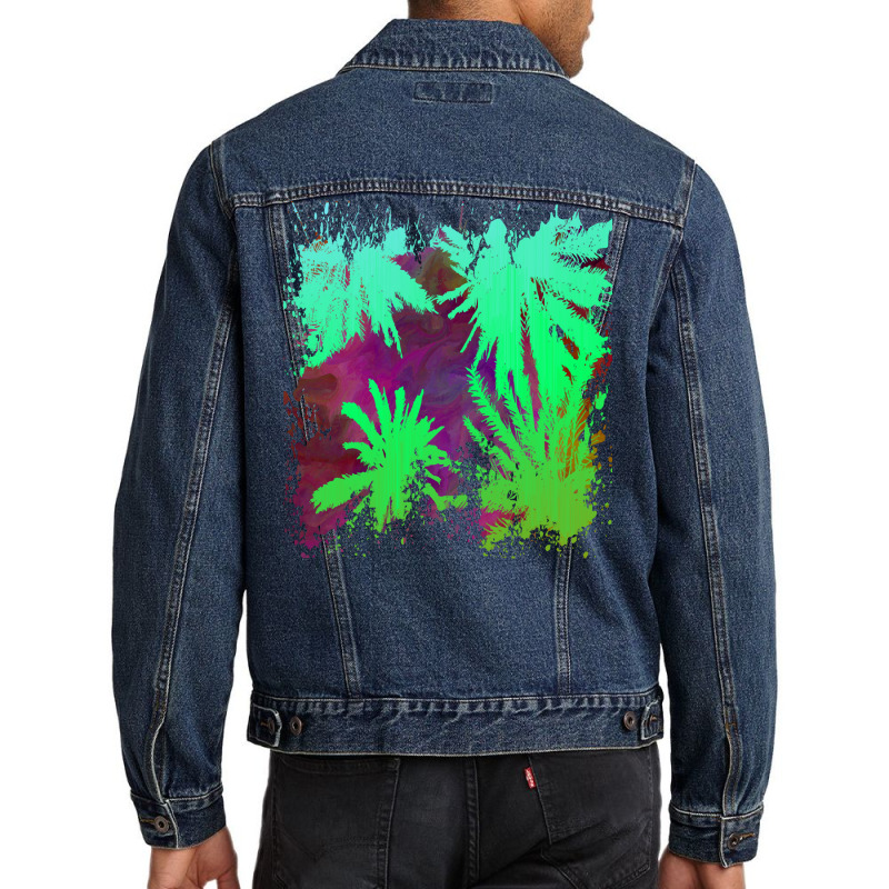 Palm Trees Art T  Shirt Palm Tree Silhouette Stormy Sky Abstract Backg Men Denim Jacket by otherswomen | Artistshot