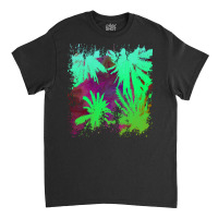 Palm Trees Art T  Shirt Palm Tree Silhouette Stormy Sky Abstract Backg Classic T-shirt | Artistshot