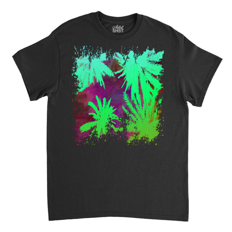 Palm Trees Art T  Shirt Palm Tree Silhouette Stormy Sky Abstract Backg Classic T-shirt by otherswomen | Artistshot