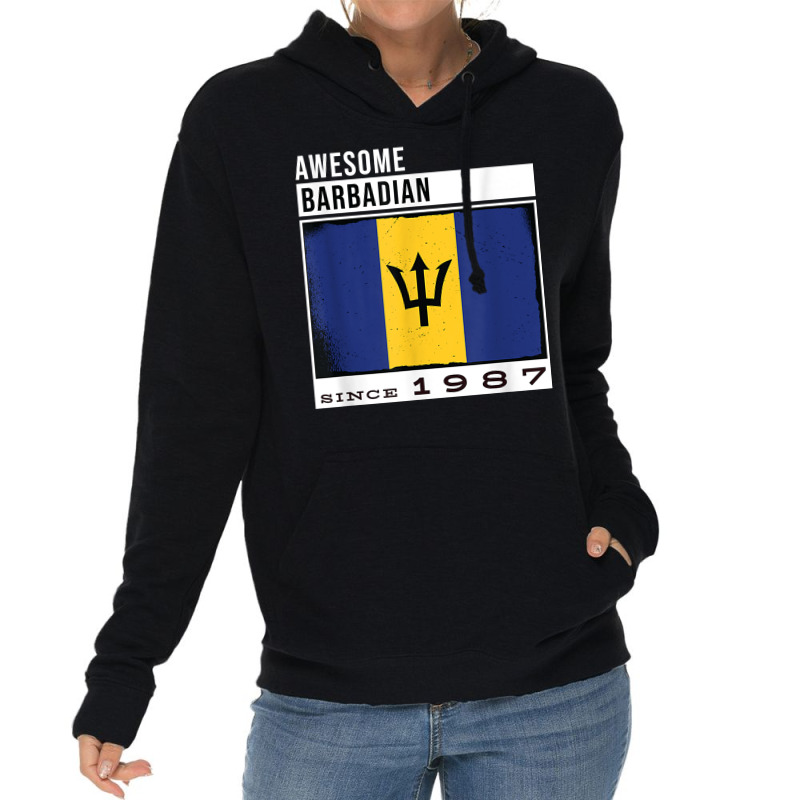 Awesome Barbadian Since 1987   Barbadian 35th Birthday T Shirt Lightweight Hoodie by cm-arts | Artistshot