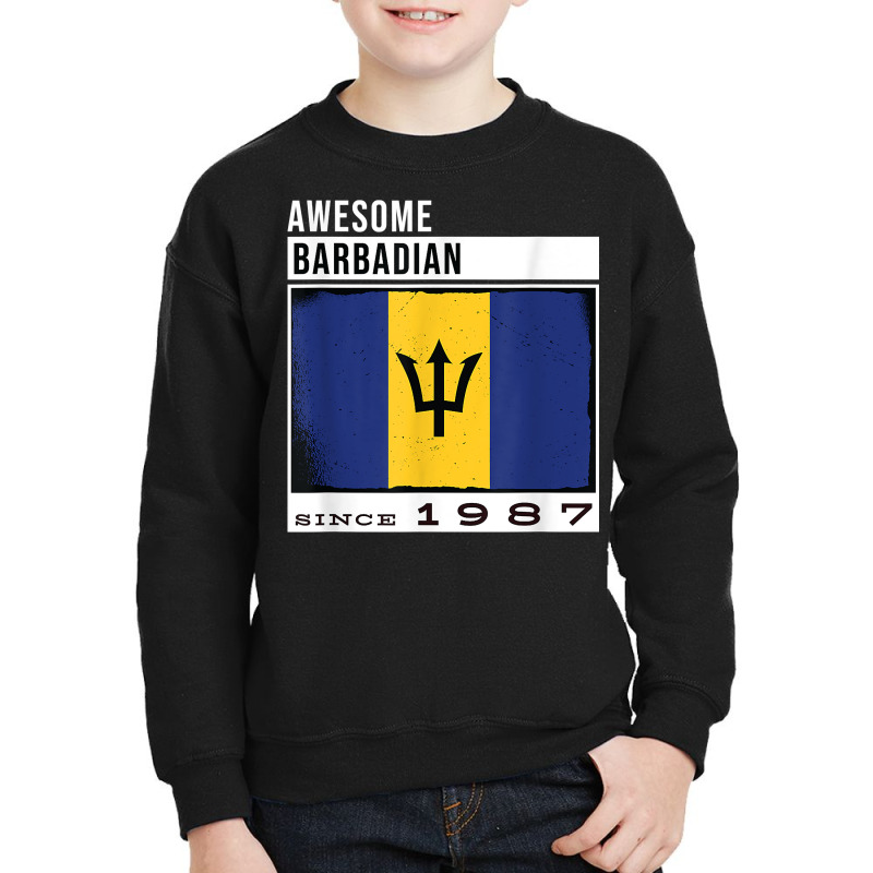 Awesome Barbadian Since 1987   Barbadian 35th Birthday T Shirt Youth Sweatshirt by cm-arts | Artistshot