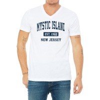 Womens Mystic Island New Jersey Nj Vintage Athletic Sports Design V Ne V-neck Tee | Artistshot