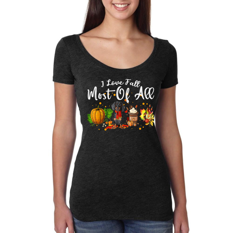 I Love Fall Most Of All Pumpkin Dachshund Autumn Season T Shirt Women's Triblend Scoop T-shirt by esquezdmonene | Artistshot