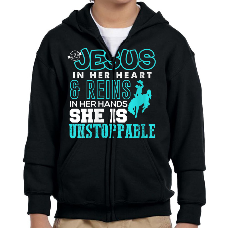 Womens With Jesus In Her Heart & Reins In Her Hands V Neck T Shirt Youth Zipper Hoodie | Artistshot