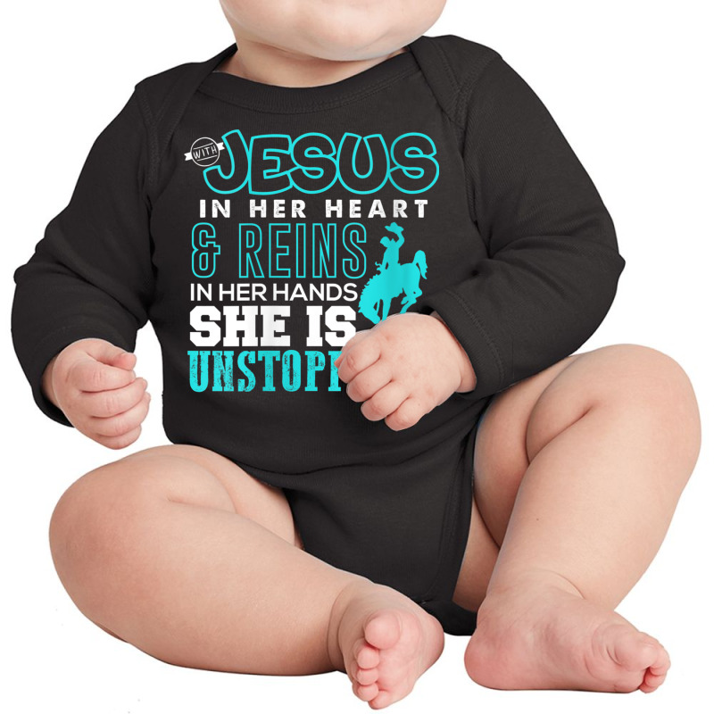 Womens With Jesus In Her Heart & Reins In Her Hands V Neck T Shirt Long Sleeve Baby Bodysuit | Artistshot