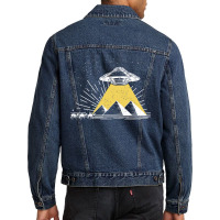 Ufo Alien Abduction Pyramids Ancient Egypt Camels Science Men Denim Jacket | Artistshot