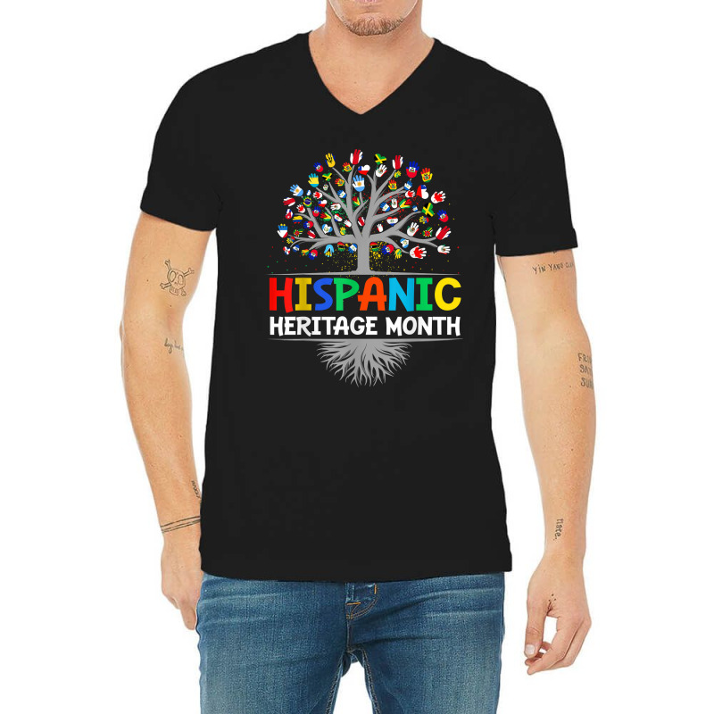 Latin America Flags National Hispanic Heritage Month Tree T Shirt V-Neck Tee by dubrayhecallezhd | Artistshot