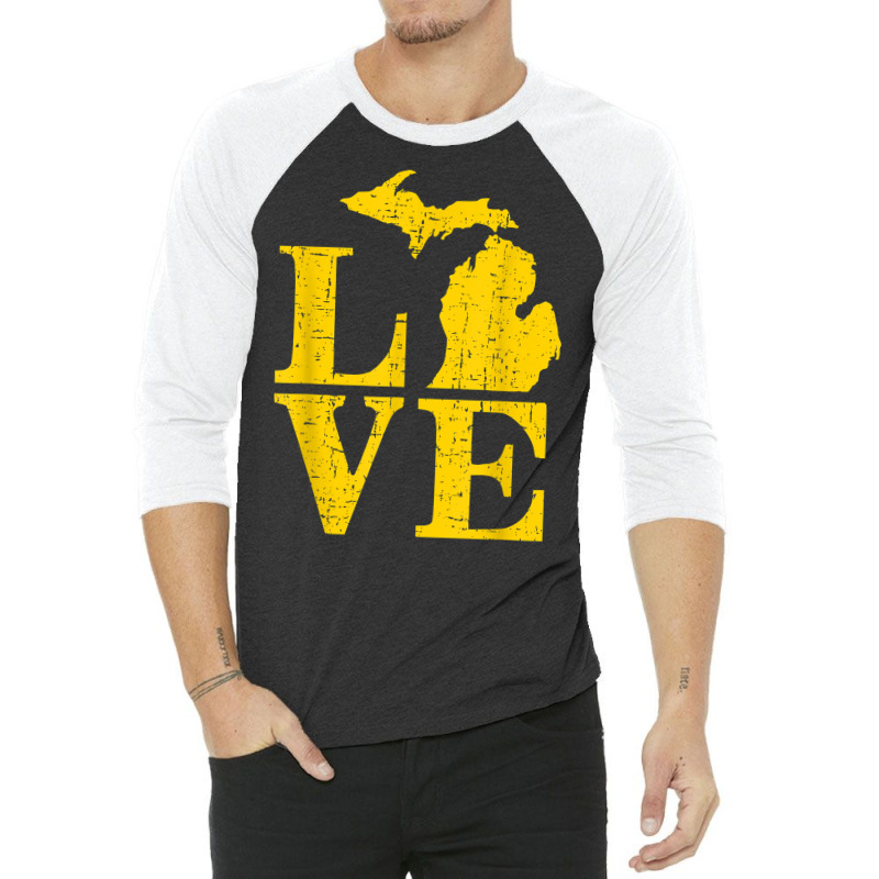 Love Michigan Vintage Mi Wolverine State Pride T Shirt 3/4 Sleeve Shirt | Artistshot