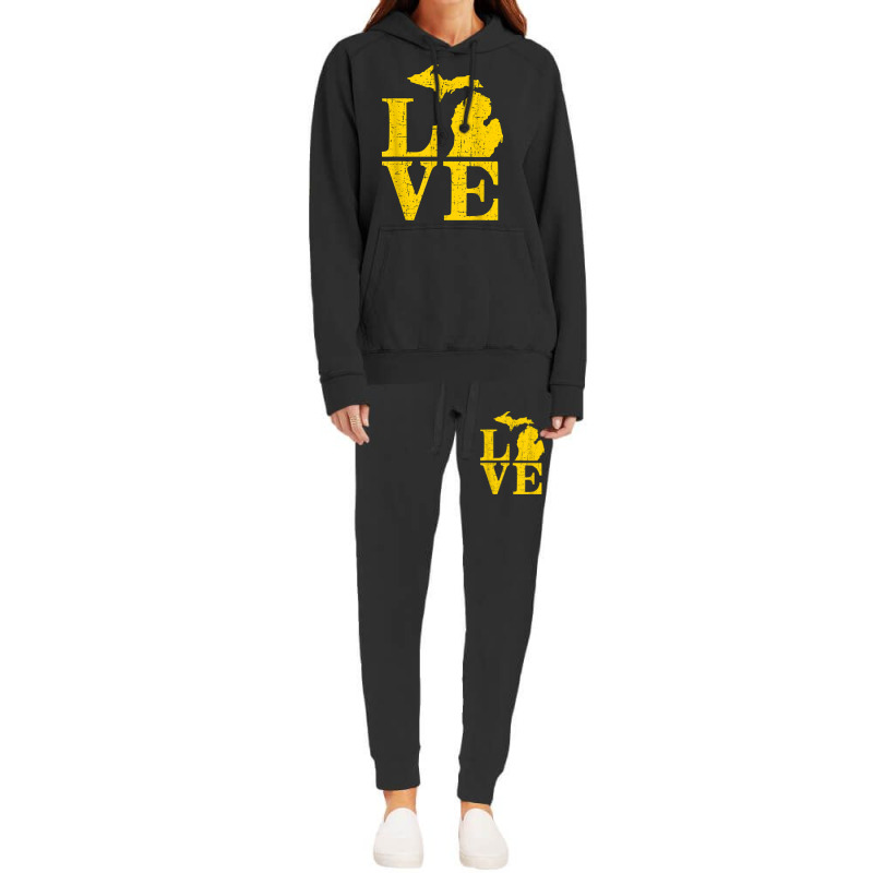 Love Michigan Vintage Mi Wolverine State Pride T Shirt Hoodie & Jogger Set | Artistshot