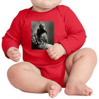 A Model Wearing A Headdress And Brocade Coat Long Sleeve Baby Bodysuit | Artistshot