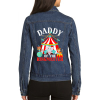 Mens Daddy Of The Ringmaster Kids Carnival Party Bday Matching Ladies Denim Jacket | Artistshot